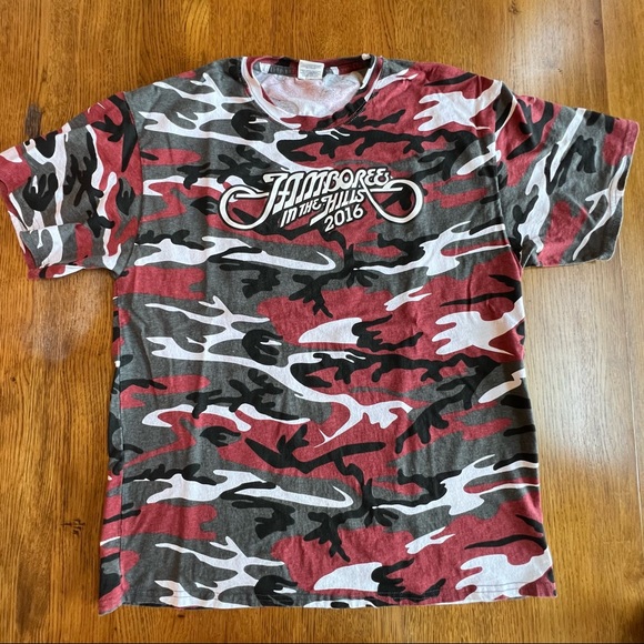 ⭐️ Vintage 2016 Jamboree in the Hills Red Camouflage Country Concert Tee LARGE - Picture 6 of 14